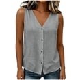thumbnail image 2 of Noric Women's Sleeveless Button Up Tank Tops Summer V Neck Casual Solid Color Loose Fit Blouse, 2 of 6