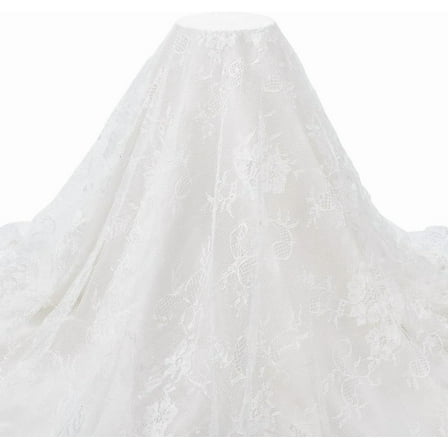 1pc Nylon Embroidered Lace Fabric Clothing Accessories White 3000x1500x1mm