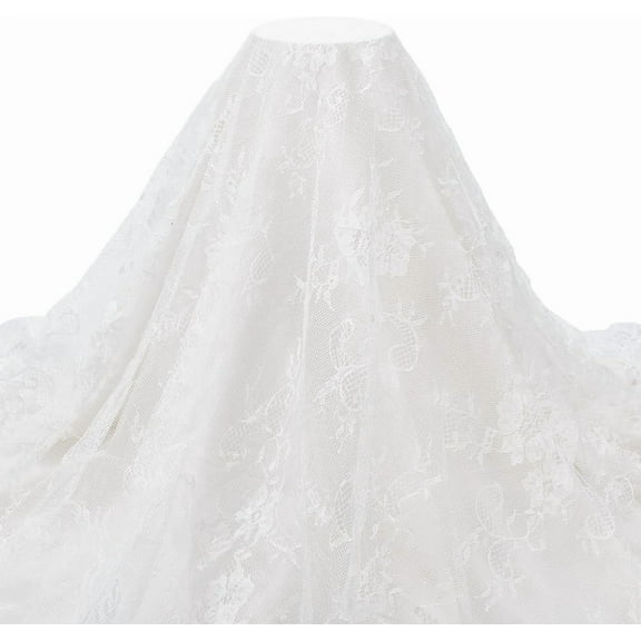 1pc Nylon Embroidered Lace Fabric Clothing Accessories White 3000x1500x1mm