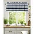 thumbnail image 2 of Dark Blue Geometric Striped Kitchen Valances for Windows Navy Blue Gray White Valance Curtains&nbsp; for Kitchen /Living Room/Bedroom/ Bathroom Decor, 54"x18 " ,Rod Pocket 1 Panel,, 2 of 7
