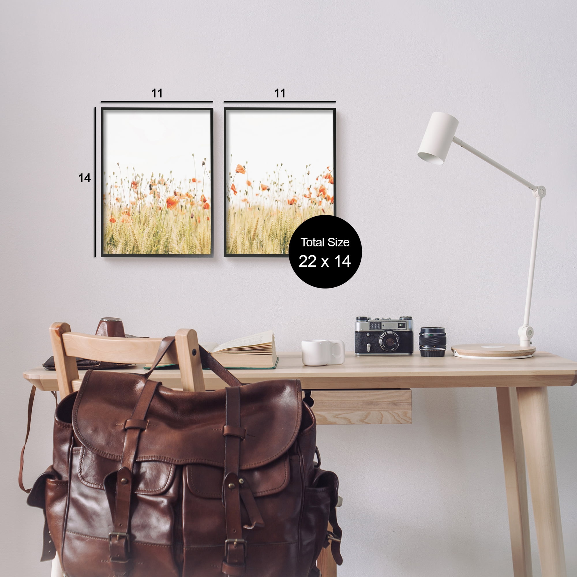 Stupell Industries Rural Poppy Field Landscape Photography Black Framed Art Print Wall Art, 11 x 14