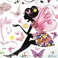 thumbnail image 3 of Etiqueta de la pared de mariposa, flor de hadas extraíble para decoración del hogar del dormitorio de la niña, 3 of 6