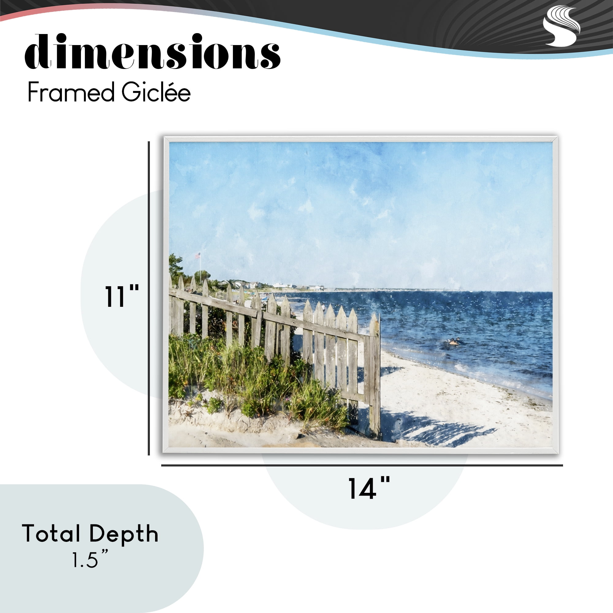 Stupell Industries Beach Pickets View White Framed Giclee Art, design by Kim Curinga