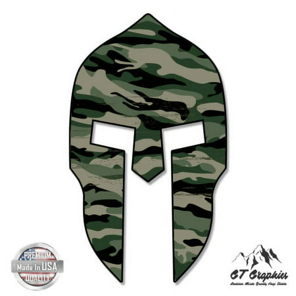 Spartan Helmet Army Comouflage - 3" Vinyl Sticker - For Car Laptop I-Pad Phone Helmet Hard Hat - Waterproof Decal