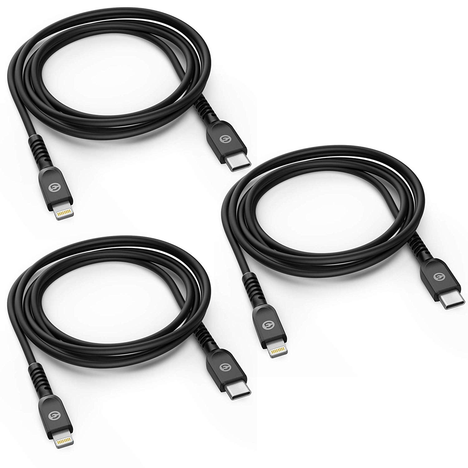 Galvanox USB-C to Lightning Cables (3 Pack) Apple MFi Certified Lighting to Type C Charging Cords - (Supports PD Fast Charge) 3Ft/5Ft/6Ft (Black)