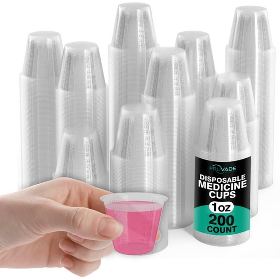 Pruvade 200 Pack 1-oz. Disposable Medicine Cups with Graduated Dosage Lines for Pills or Liquid, 200 Bulk Pack, Single Serve Measuring for Home, Nurse, Hospital, Medical Care |200 Pack