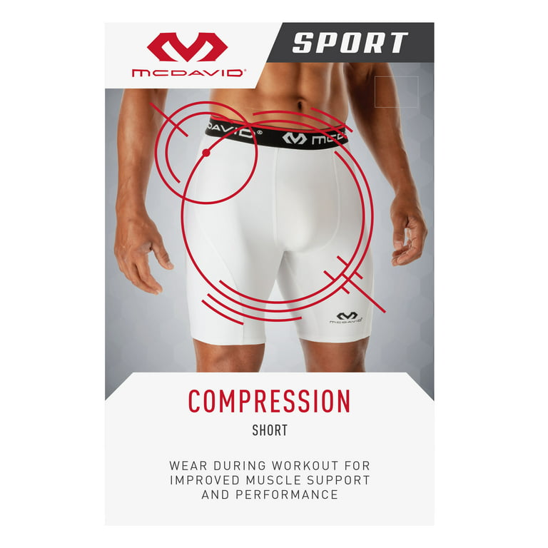 McDavid Sport Compression Short, White, Male, Adult Large 