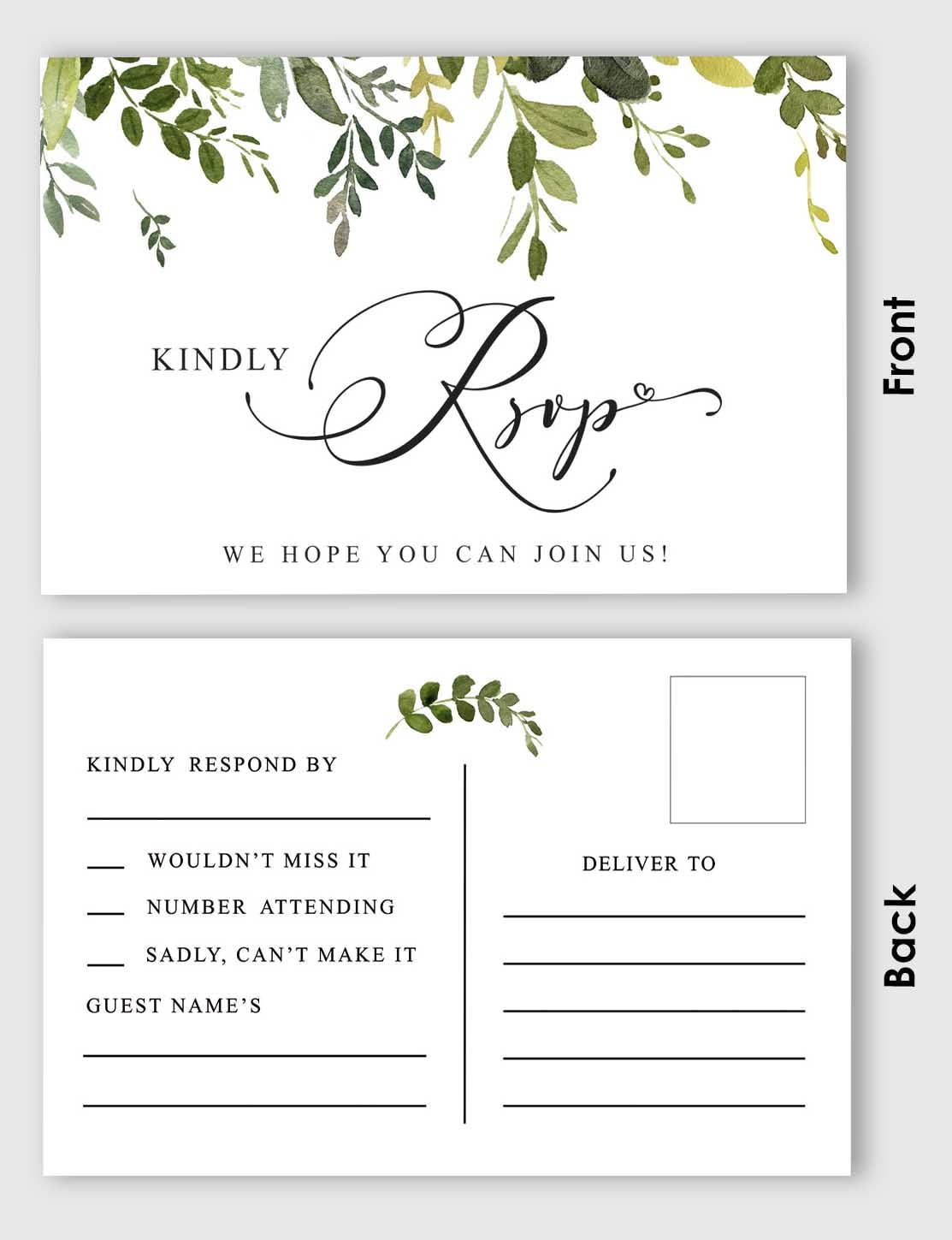 Inkdotpot Cartoline RSVP (Set di 50) 4X6 in Bianco con Mailing Side,RSVP Risposta Carte di Risposta per Matrimonio,Baby Shower Rustico Kraft Stampa Biglietti di Ritorno