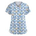 thumbnail image 3 of HAVUITYY Printed Easter Scrubs for Women, Cute Bunny & Eggs Short Sleeve V-Neck Nurse Tops, Plus sized Working Uniform Top with Pockets, Easter Gifts and Wear for Womens, 02-Blue M, 3 of 5