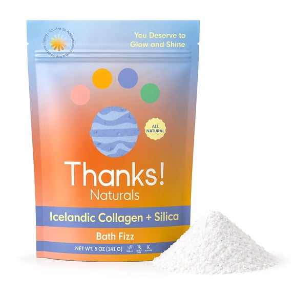 Thanks! Naturals Bath Salt Fizz & Body Scrub, Icelandic Collagen Silica, Epsom Salt & Shea Butter, 4 OZ