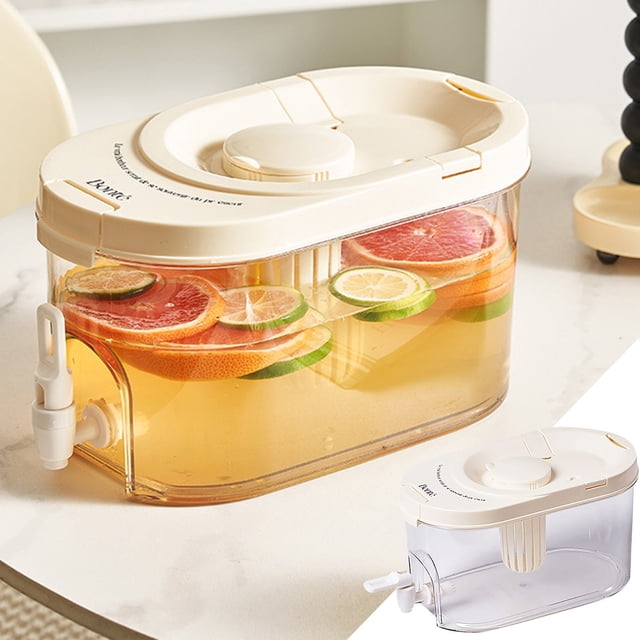1PC Blue Juice 1 Gallon Refrigerator Cold Kettle With Faucet Plastic Drink Dispenser With Spigot For Fridge Clear Beverage Dispenser Refrigerator Juice Water Pitcher For Kitchen Home Party Bar