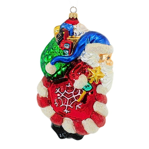 Christopher Radko Company 7.50In Santa Slim, Glass, Ornament Toys Presents Flat 991990