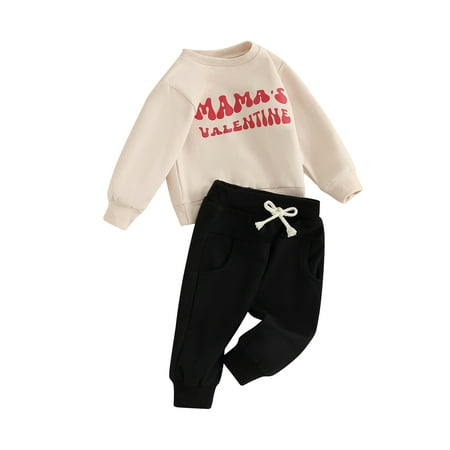 

Luethbiezx Charming Baby Boy Valentine s Day Outfits including Letter Print Sweatshirt and Pants