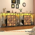 thumbnail image 3 of Winkalon Dresser with Clothes Rack 8 Drawer Dresser with Clothing Rack for Hanging Clothes Brown Dresser with Fabric Drawers & Charging Station, 3 of 9
