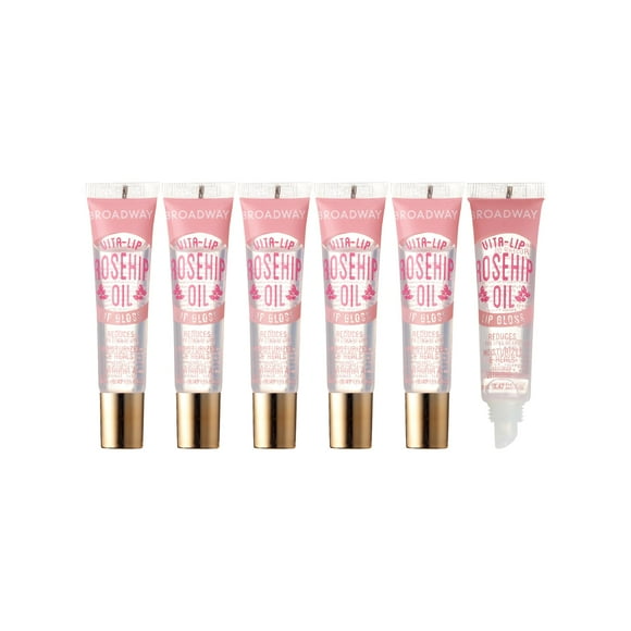 Ruby Kisses Broadway Lip Gloss Vita-Lip Clear Lip Gloss Hidratante Calmante Súper Brillante con Aceite de Vitamina (Rosa Mosqueta)