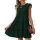 thumbnail image 1 of Puntoco Vestido De Manga Corta Con Cuello Redondo Y Falda Plisada Para Mujer, Color Liso, Color Verde Militar, Xl,Regalos Para Mujer Joven, 1 of 3