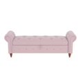 thumbnail image 5 of 63" Storage Ottoman Bench, End of Bed Button Tufted Ottoman Bench, Rolled Armed Ottoman Couch Long Bench for Bedroom, Living Room, End of Bed, Hallway, PINK, 5 of 7
