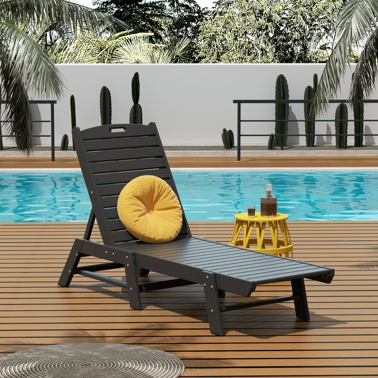 WestinTrends Malibu Outdoor Chaise Lounge Set of 2 All Weather Poly Lumber Patio Pool Lounge Chair with 5 Posistions Backrest Gray