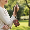 thumbnail image 3 of HUISZJ Wristlet Wallet, Brown Cherry Wallet with Coin Zipper, Pocket Keychain Wristlet Wallet for Work Travel Outdoor, 3 of 5