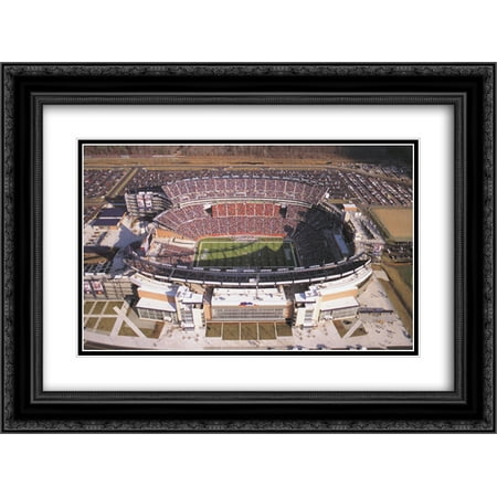 Gillette Stadium Framed - Gillette Stadium 2x Matted 24x18 Black Ornate Framed Art Print from the Stadium Series