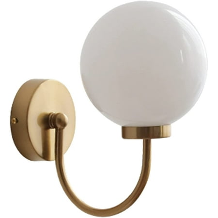 

Chrome Brass Wall Lamp Milk White Glass Ball Shade Indoor Wall Light Wall Sconce G9 Bedroom Bedside Wall Sconce Living Room Corridor Cafe (Color : Brass)