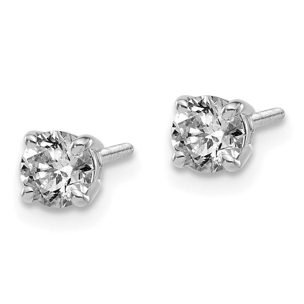 Diamond2Deal 14kw .60ct SI3 G-I Diamond Stud Thread on/off Post Earrings