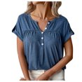 thumbnail image 7 of Mittory Women's V Neck Short Sleeve Tops Button Down Casual T Shirts Basic Dressy Tees, 7 of 7
