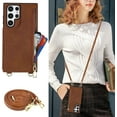 thumbnail image 3 of Samsung Galaxy S22 Ultra Case with Card Holder for Women,Samsung S22 Ultra 5G Crossbody Phone Case Wallet with Strap for Women,PU Leather Zipper Lanyard Credit Card Slot Kicstand,6.8",Brown, 3 of 14