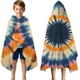 thumbnail image 3 of Orange Purple Blue Tie Dye Mandala Pattern Hooded Bath Towel，50"x30" for Ages 3 To 12 Kids, Quick Dry Lightweight Soft Microfiber Hood Beach Towel Cover Up for Kids, 3 of 7
