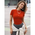 thumbnail image 5 of MOYIKO Crewneck T Shirts for Women Short Sleeve Slim Fitted Tees Basic Tight Summer Tops, 5 of 7