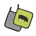 thumbnail image 2 of Caroline's Treasures Devon Large Black Pig Green Pair of Pot Holders, 2 of 3