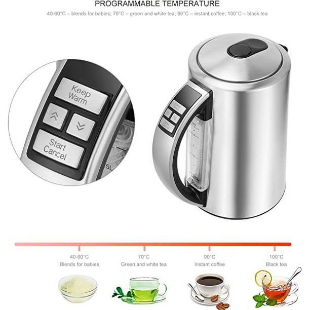 Basics Bouilloire électrique portable en acier inoxydable - 1 litre  - Argent : : Maison