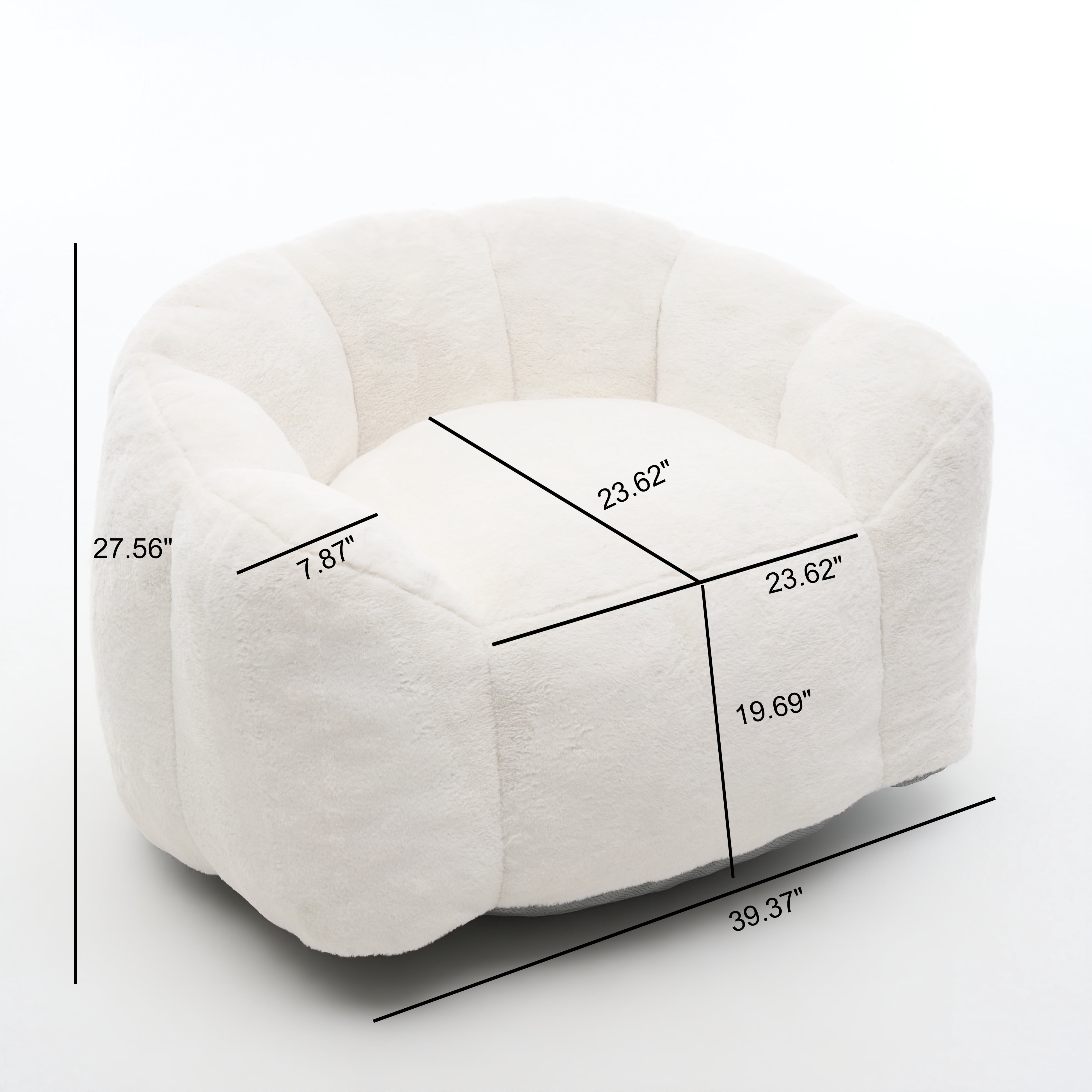 Leumius Cloud Lazy Sofa Chair,Velvet Bean Bag Chair,Comfortable Floral-Shaped Lounger Lazy Sofa for Bedroom/Living Room/Gaming,Beige White
