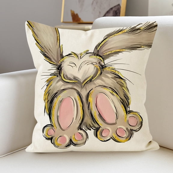 Taotanxi Easter Floral Garland Bunny Throw Pillow Cover, 20 X 20 Inch Spring Rabbit Holiday Cushion Case Decoration for Sofa Couch