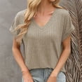 thumbnail image 2 of Timegard Summer Tops for Women V Neck Side Split Short Sleeve Comfy Solid Color Casual Tops Blouse, 2 of 8