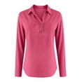 thumbnail image 5 of IMENGL Long Sleeve Shirts for Women Casual Linen 2026 Loose Fit V Neck Button Down Cute Solid Summer Beach Soft T-Shirt Women's Basic Tee Long Sleeve Tops,Red, 5 of 8