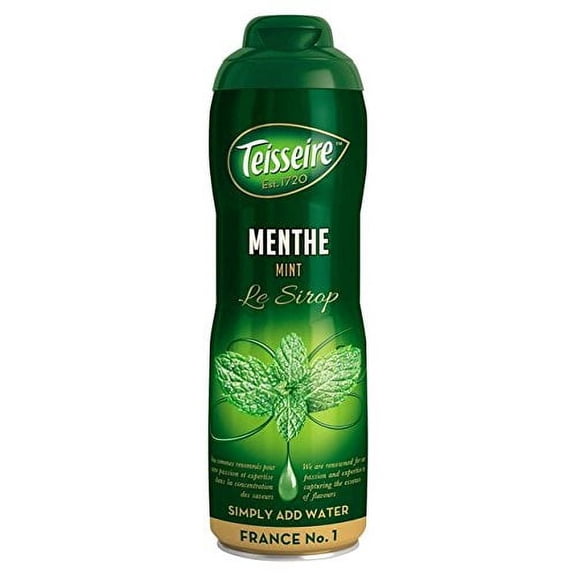 Mint Teisseire Concentrated Mint Syrup for drinks, sodas, and flavoring teas, 600 ml/20 fl oz.