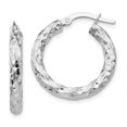 thumbnail image 1 of 14K White Gold 2.5mm Textured Round Hoop Earrings, 1 of 3