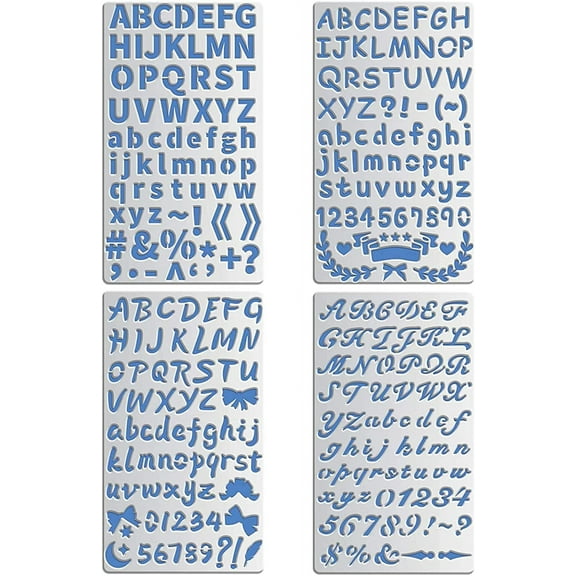 4PCS 4x7 Inch Metal Engraving Stencils Letter Number Metal Stencils for Wood Carving Drawings and Woodburning Engraving and Scrapbooking Project 1set