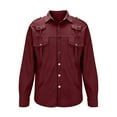 thumbnail image 4 of Mens Shirts Mens Waffle Button Down Shirt Jackets Fall Long Sleeve Retro Shirt Outerwear Casual Loose Work Tops with 4 Pockets, 4 of 6