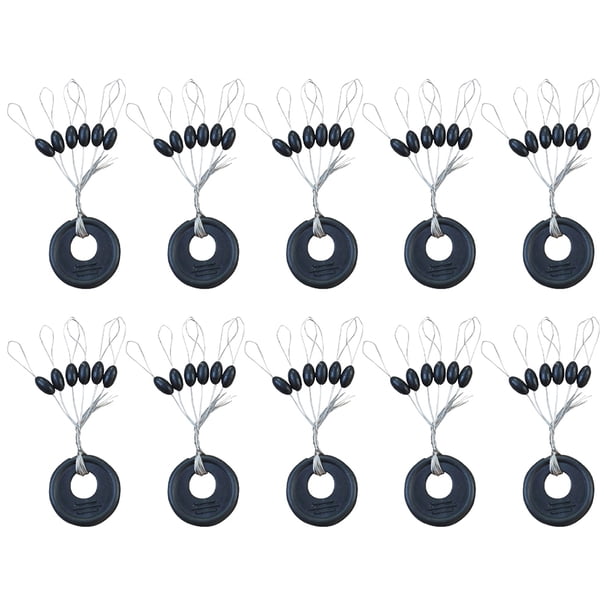 Juego 60 Uds. 10 Grupos Tapón Frijoles Espaciales Goma Línea Pesca Carpa (Oval M)