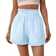 thumbnail image 3 of Stephy Striped High Waisted Casual Shorts for Women's Summer New Hot Pants Versatile Wide Leg Pants, Blue, XXL, 3 of 7