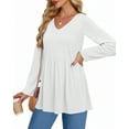thumbnail image 3 of UVN Fall Blouses for Women Long Sleeve V Neck Peplum Tunic Tops Casual Babydoll Flowy T Shirts, 3 of 7