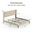 thumbnail image 3 of King Platform Bed Frame with Wingback Headboard, Wood Slat Support, Noise-Free, No Box Spring Needed, 850 lbs, Beige, 3 of 10