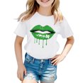 thumbnail image 3 of Blusas Termicas Gibobby, Camisetas con estampado de labios, Manga corta, para niños y niñas, verde, 2-3 años, 3 of 4