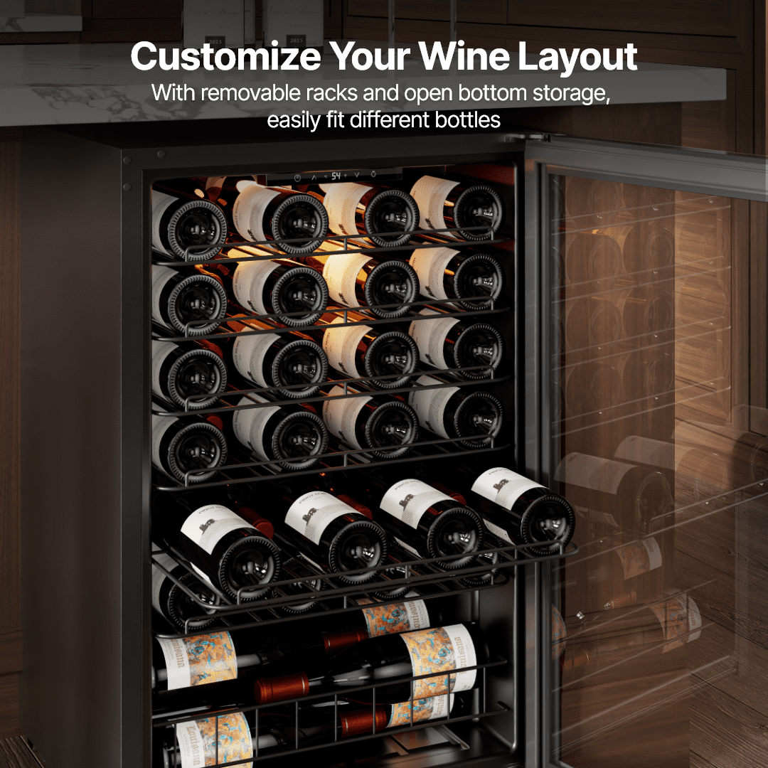 Ca'Lefort Wine Cooler Refrigerator, 4.6 cu.ft. Mini Wine Fridge Freestanding Wine Chiller with Double-Layer Glass Door for Home/Office