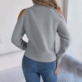 thumbnail image 4 of Rovga Fall Winter Casual Off The Shoulder Turtleneck Hollow Out Long Sleeve Knitted Pullover Knitwear Women Warm Dailywear, 4 of 6