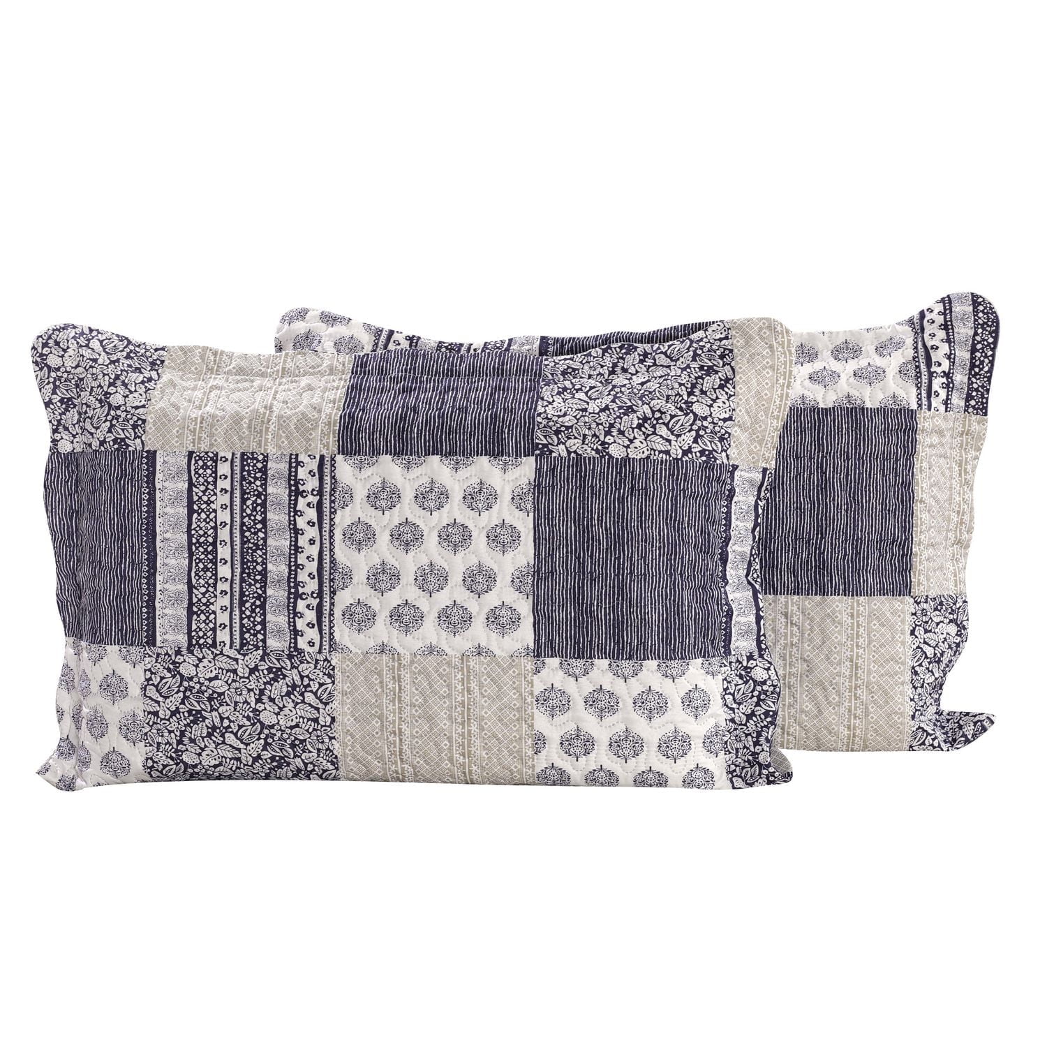 Marina Decoration Parure de lit ultra douce avec couvre-lit en tissu Pinsonic imprimé en relief et taies d'oreiller, motif écossais bleu marine