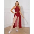 thumbnail image 4 of Alvivi Lyrical Dance Costume for Women Shiny Halter Contemporary Ballet Dance Gymnastic Leotard Dress Burgundy XL, 4 of 7