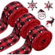 thumbnail image 3 of Cinta de cuadros vichy grandes con copos de nieve navideños, 10 yardas, cinta con borde cableado, cinta de arpillera a cuadros negra y roja, arpillera a cuadros navideños, 3 of 5